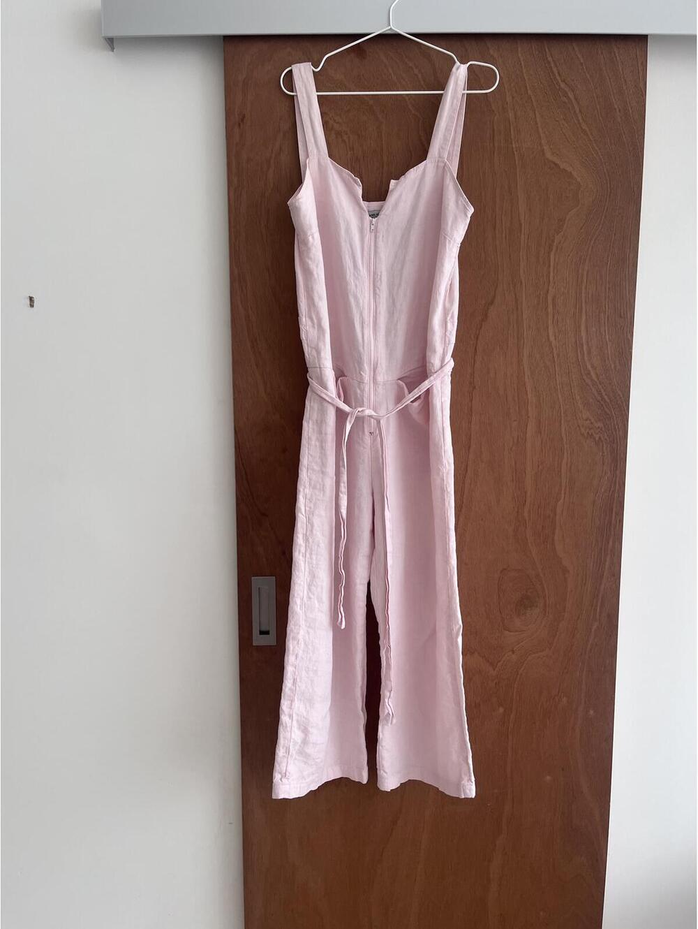 Linen Plunge Neckline Jumpsuit